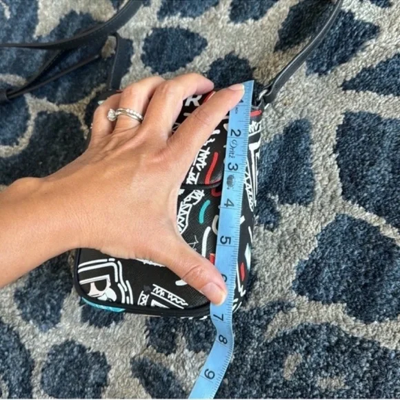 NWT Karl Lagerfeld Graffiti Paris Crossbody Bag/Purse Black White - Picture 7 of 9